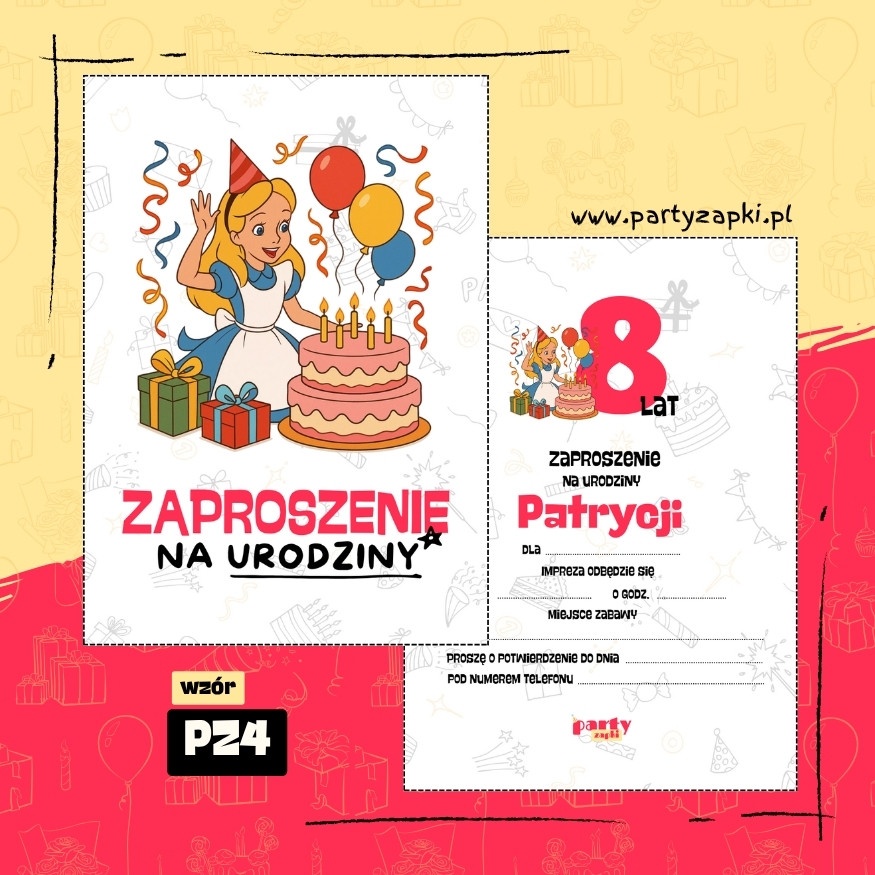 alicja w krainie czarow zaproszenie na urodziny 01 pz4