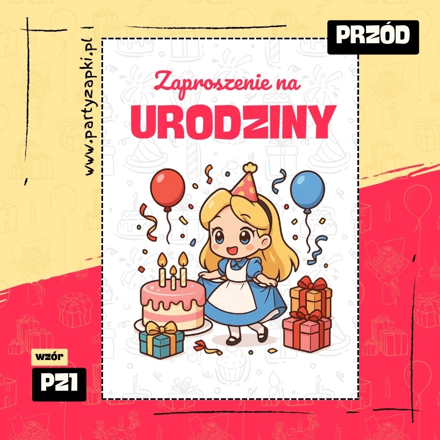 alicja w krainie czarow zaproszenie na urodziny 02 pz1 przod