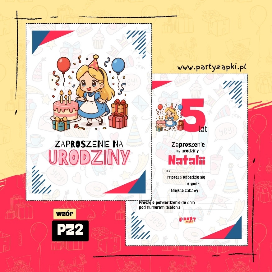 alicja w krainie czarow zaproszenie na urodziny 02 pz2