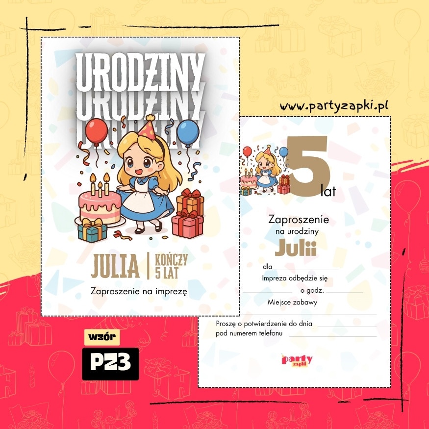 alicja w krainie czarow zaproszenie na urodziny 02 pz3