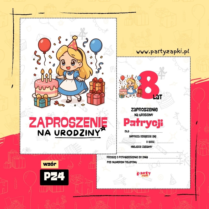 alicja w krainie czarow zaproszenie na urodziny 02 pz4