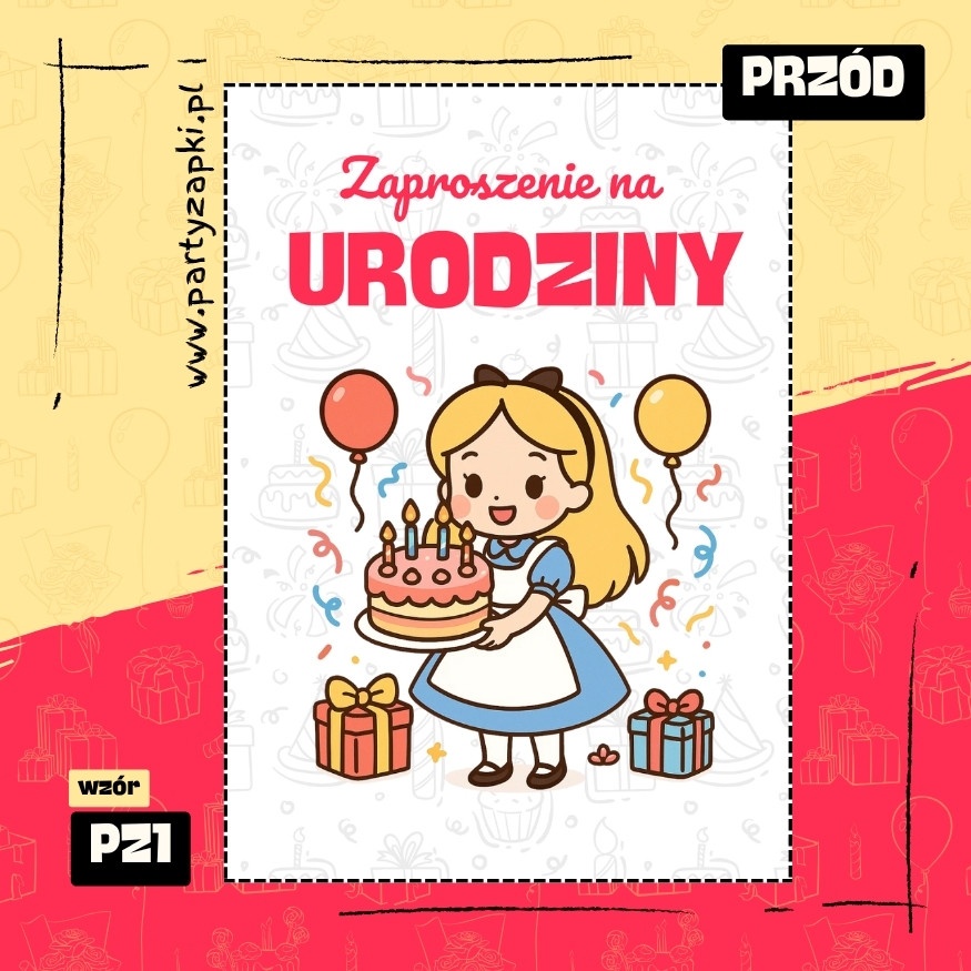 alicja w krainie czarow zaproszenie na urodziny 03 pz1 przod