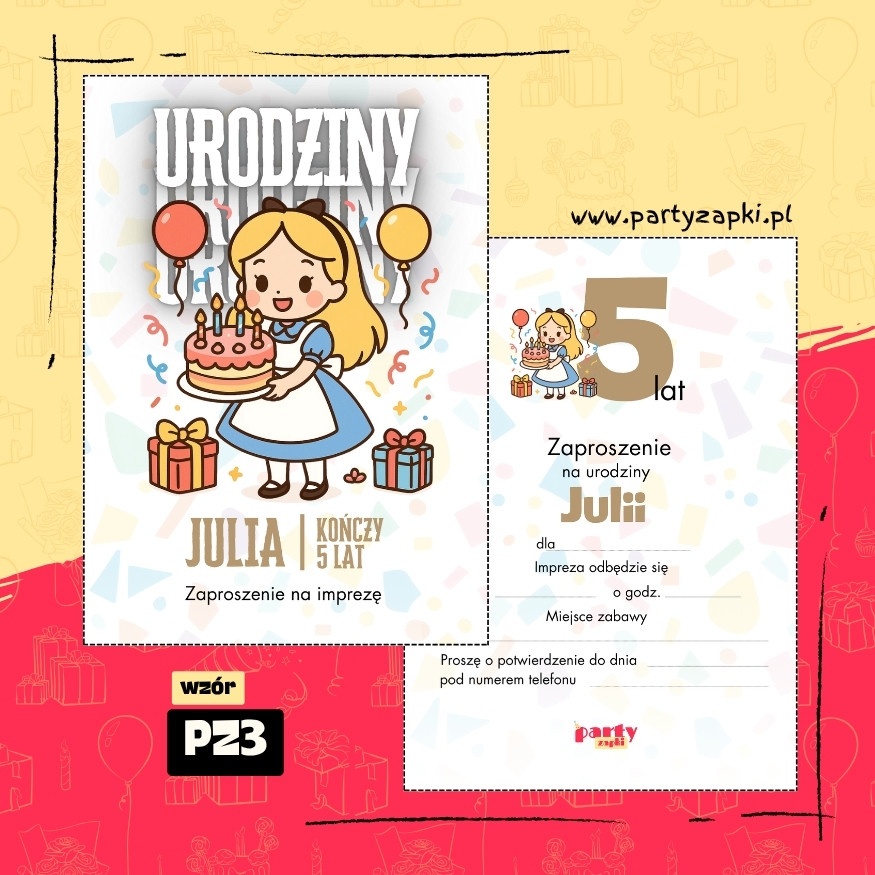 alicja w krainie czarow zaproszenie na urodziny 03 pz3