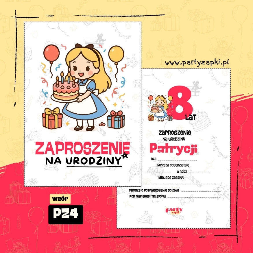alicja w krainie czarow zaproszenie na urodziny 03 pz4