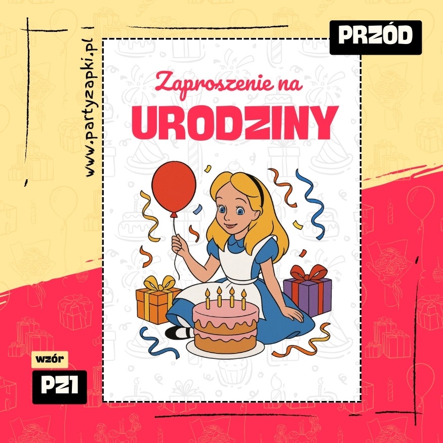 alicja w krainie czarow zaproszenie na urodziny 05 pz1 przod