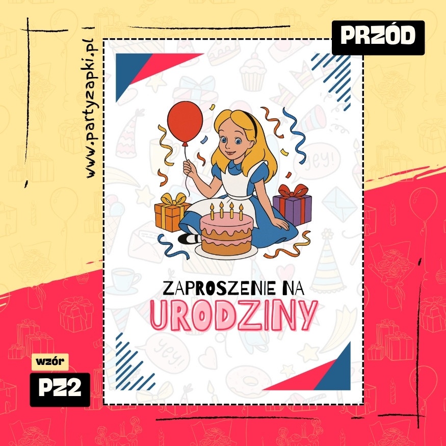 alicja w krainie czarow zaproszenie na urodziny 05 pz2 przod