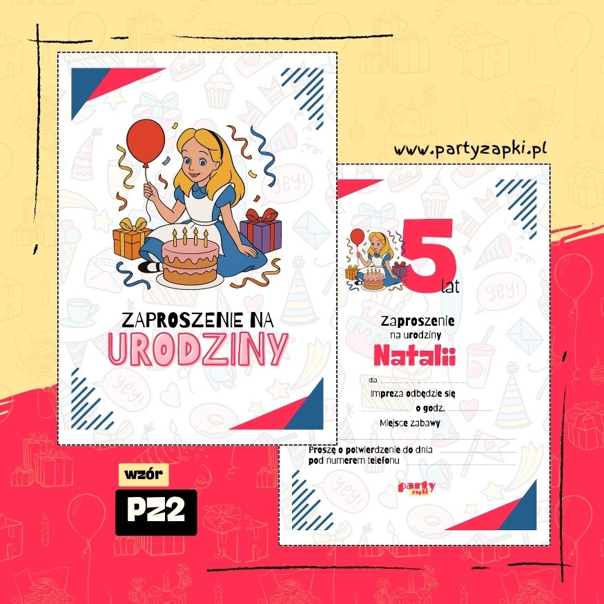 alicja w krainie czarow zaproszenie na urodziny 05 pz2