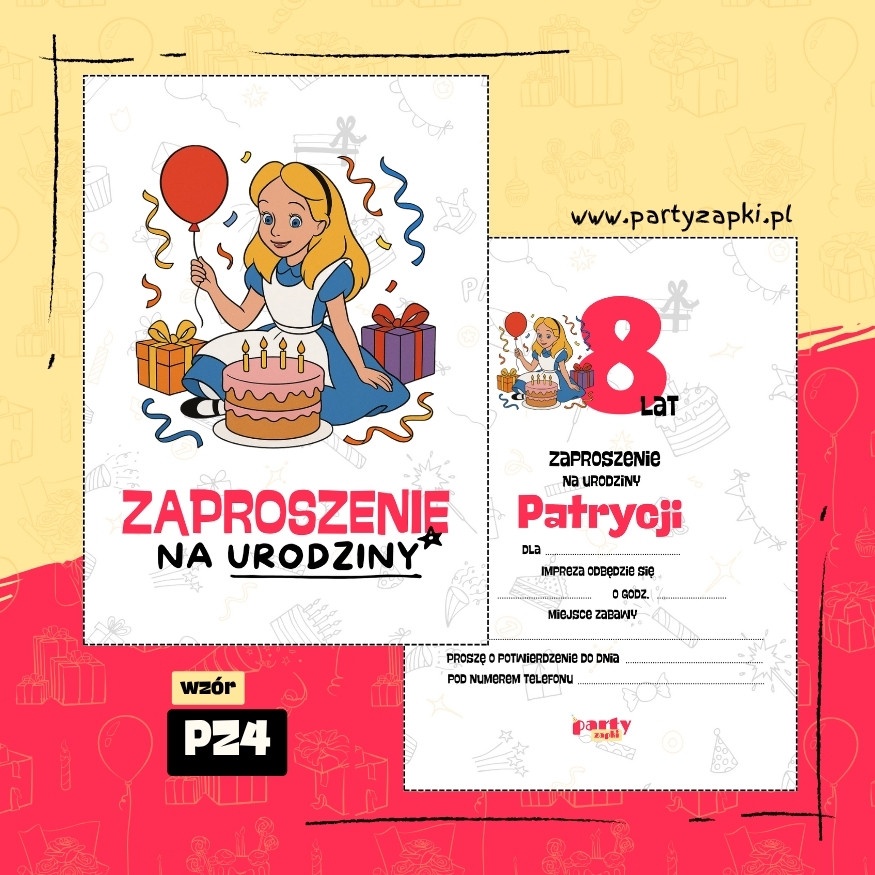 alicja w krainie czarow zaproszenie na urodziny 05 pz4