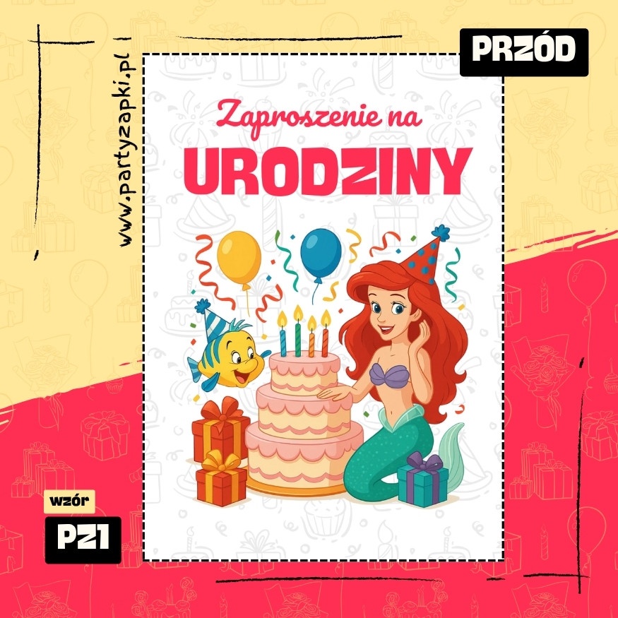 ariel mala syrenka zaproszenie na urodziny 03 pz1 przod