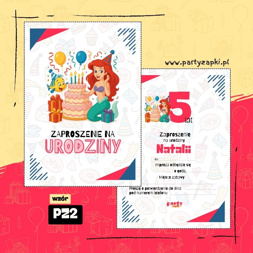 ariel mala syrenka zaproszenie na urodziny 03 pz2