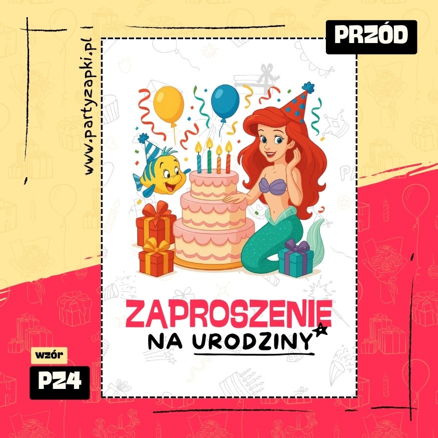 ariel mala syrenka zaproszenie na urodziny 03 pz4 przod