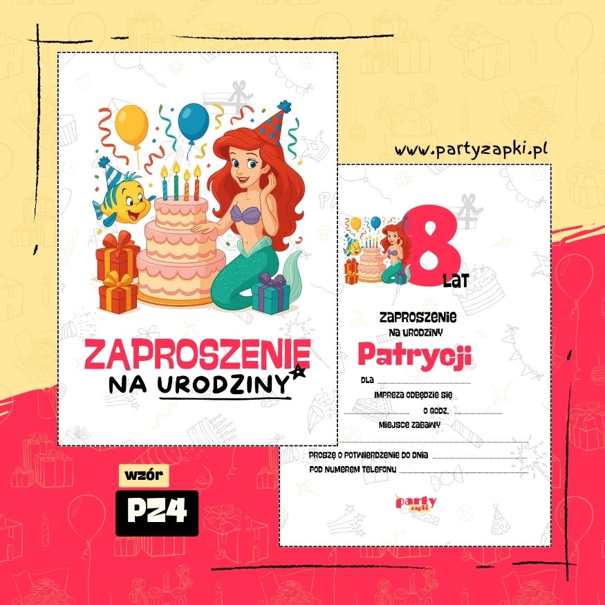 ariel mala syrenka zaproszenie na urodziny 03 pz4