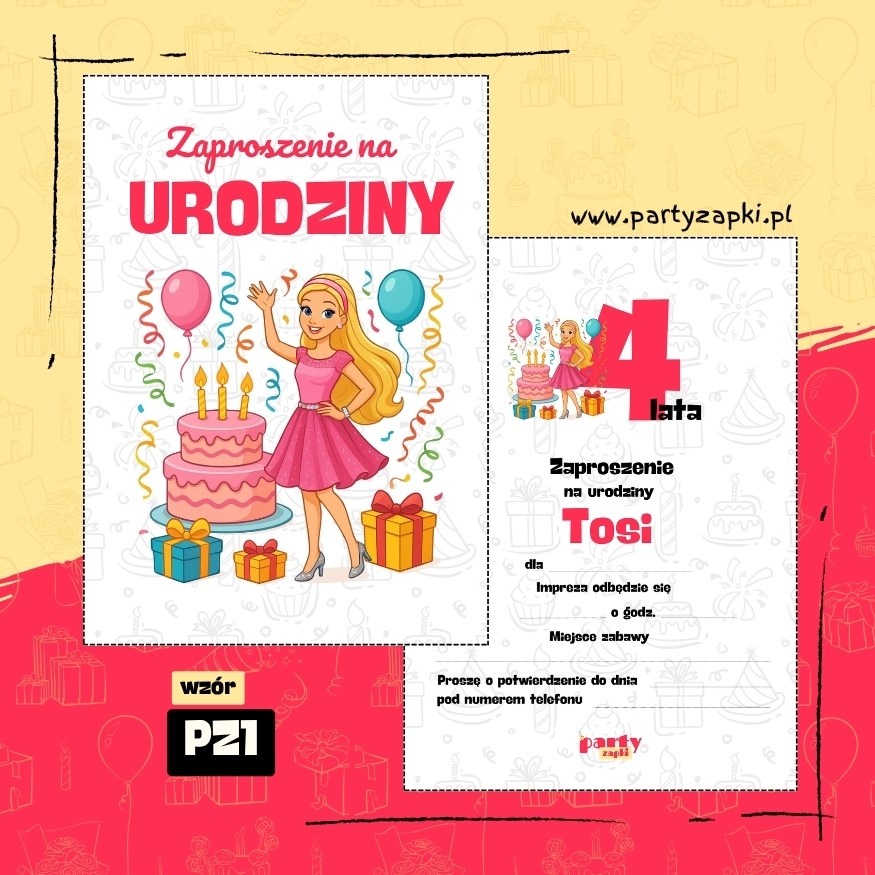 barbie zaproszenie na urodziny 01 pz1
