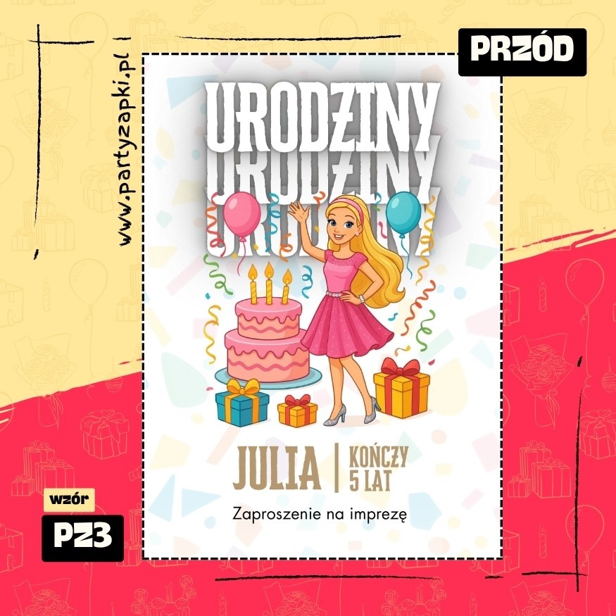 barbie zaproszenie na urodziny 01 pz3 przod