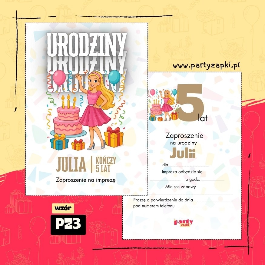 barbie zaproszenie na urodziny 01 pz3
