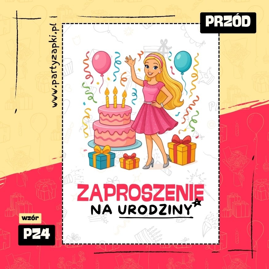 barbie zaproszenie na urodziny 01 pz4 przod