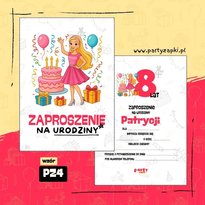 barbie zaproszenie na urodziny 01 pz4