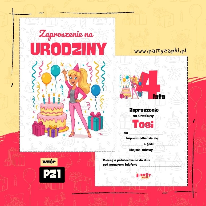 barbie zaproszenie na urodziny 02 pz1