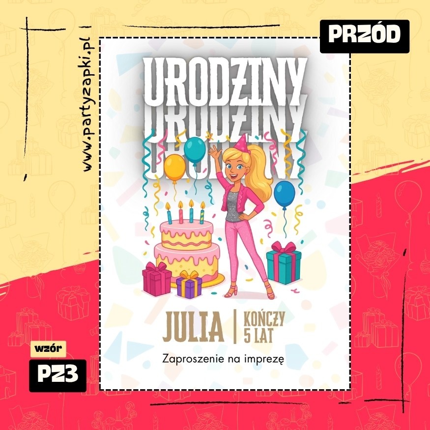 barbie zaproszenie na urodziny 02 pz3 przod
