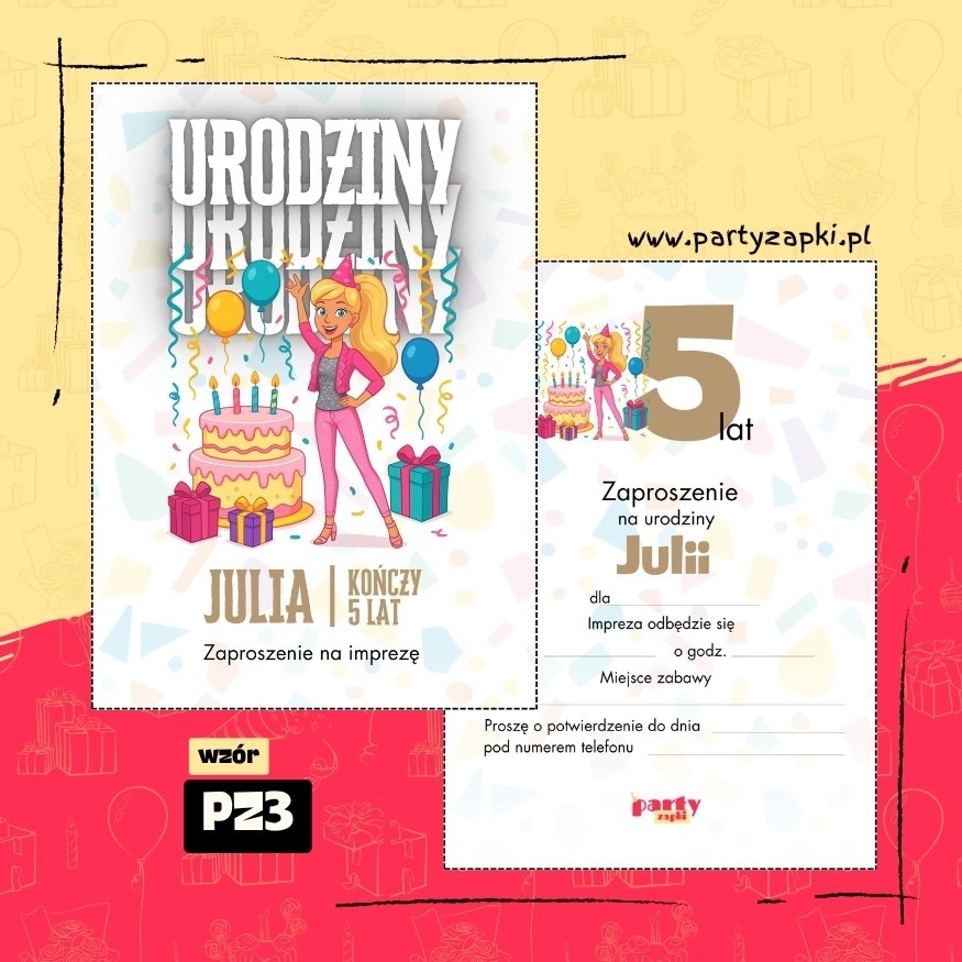 barbie zaproszenie na urodziny 02 pz3