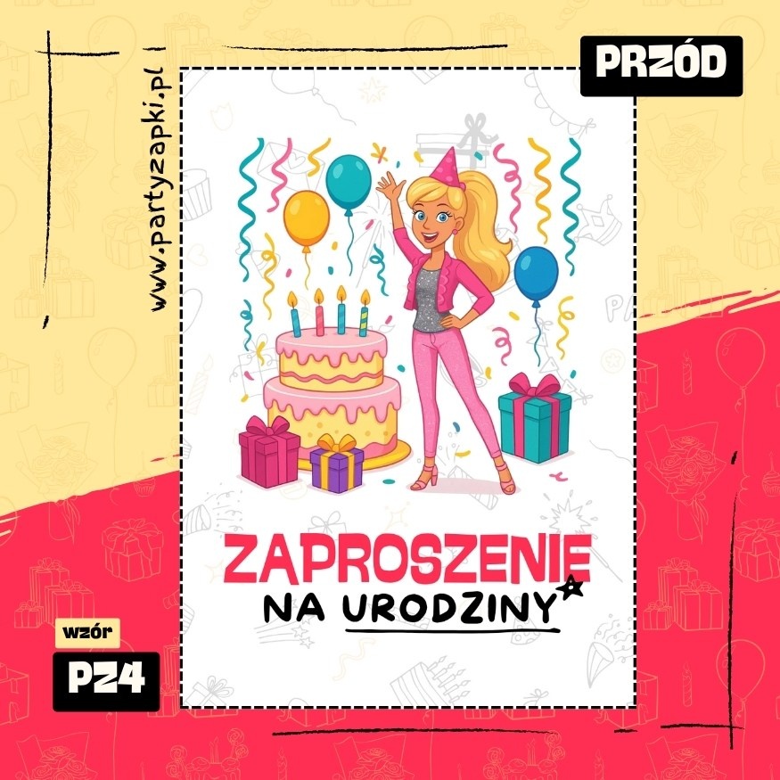 barbie zaproszenie na urodziny 02 pz4 przod