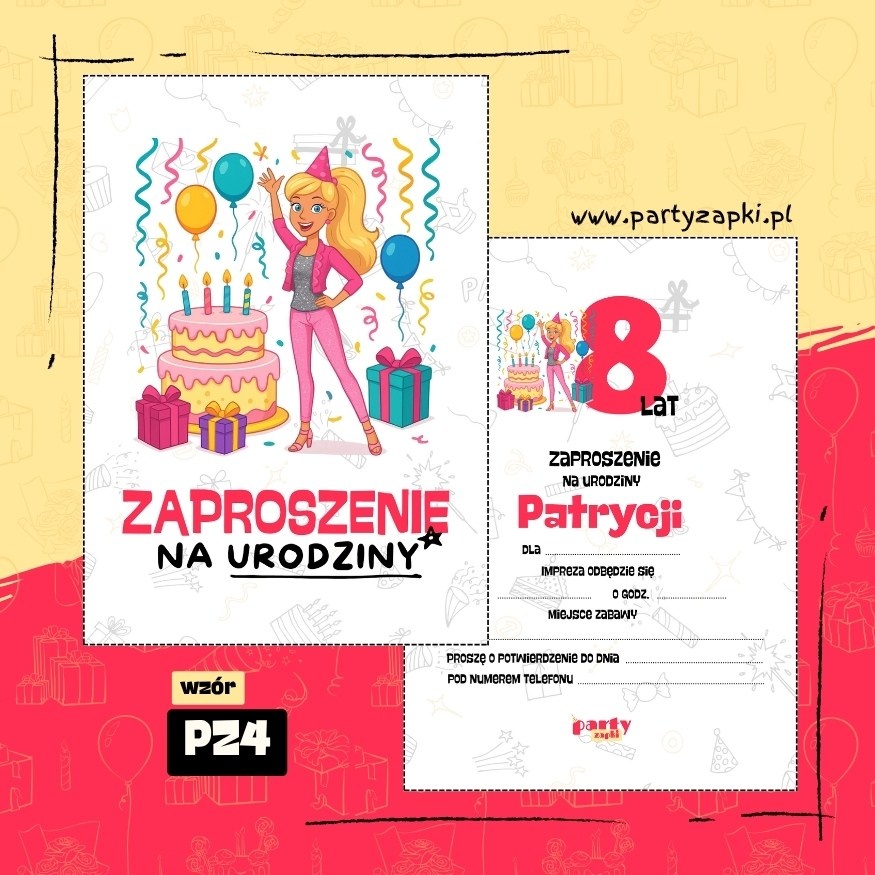 barbie zaproszenie na urodziny 02 pz4