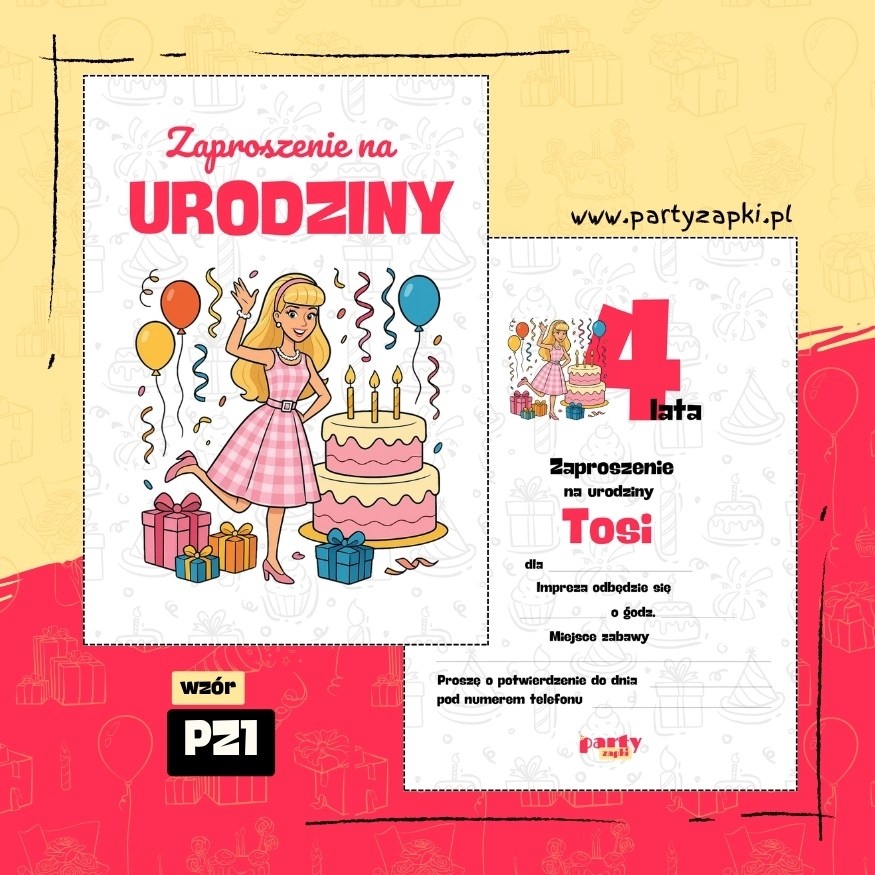 barbie zaproszenie na urodziny 03 pz1