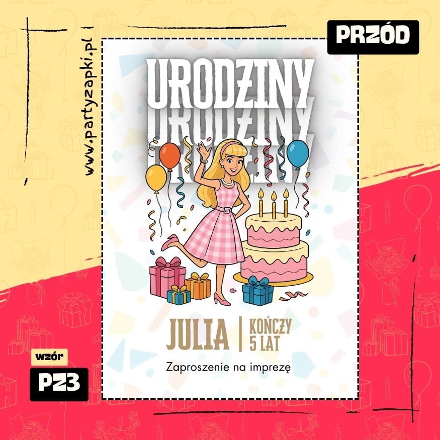 barbie zaproszenie na urodziny 03 pz3 przod