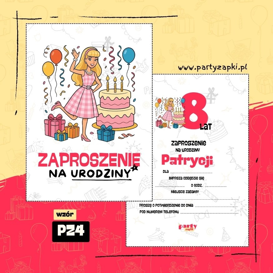 barbie zaproszenie na urodziny 03 pz4