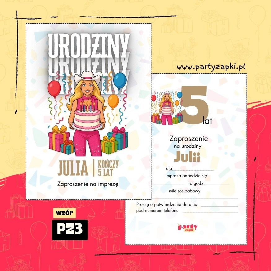 barbie zaproszenie na urodziny 04 pz3