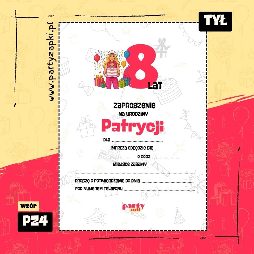 barbie zaproszenie na urodziny 04 pz4 tyl