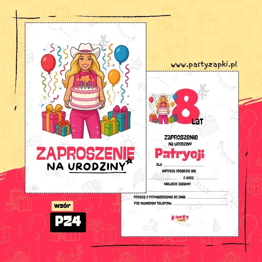 barbie zaproszenie na urodziny 04 pz4