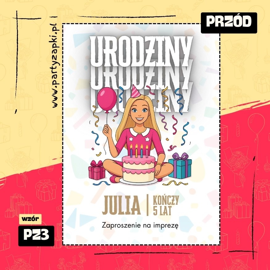 barbie zaproszenie na urodziny 05 pz3 przod