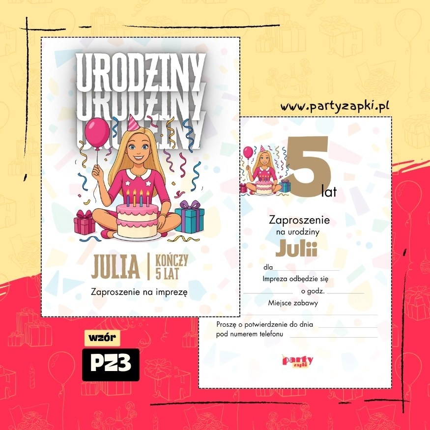 barbie zaproszenie na urodziny 05 pz3