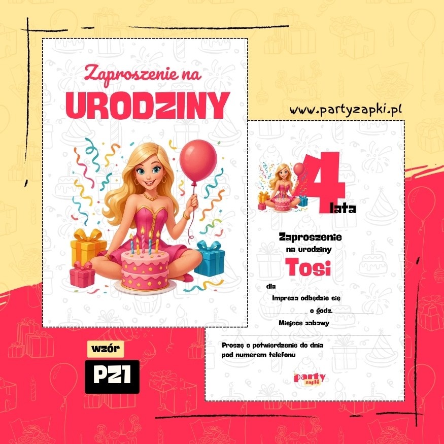 barbie zaproszenie na urodziny 06 pz1