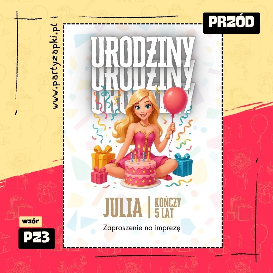 barbie zaproszenie na urodziny 06 pz3 przod