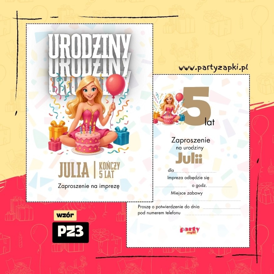 barbie zaproszenie na urodziny 06 pz3