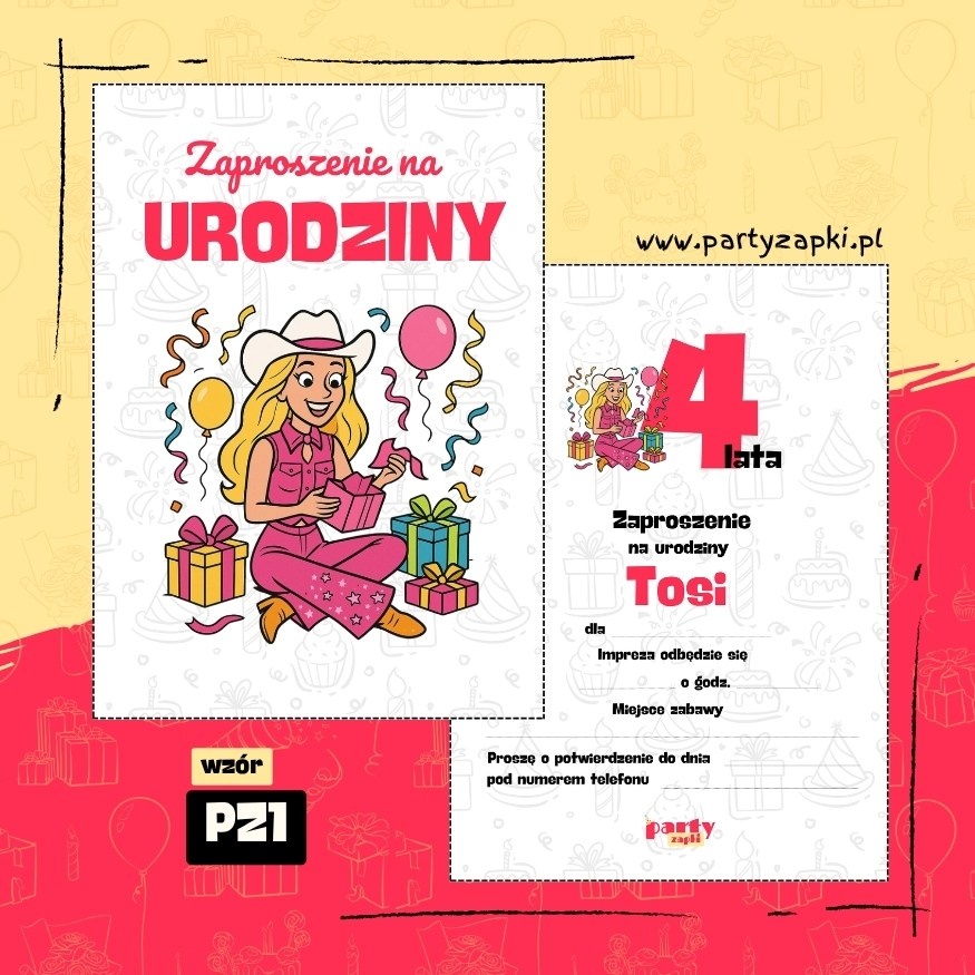 barbie zaproszenie na urodziny 07 pz1