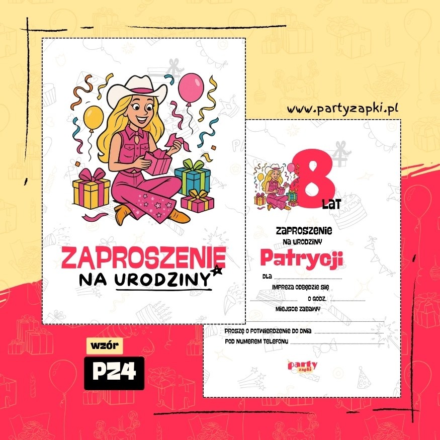 barbie zaproszenie na urodziny 07 pz4