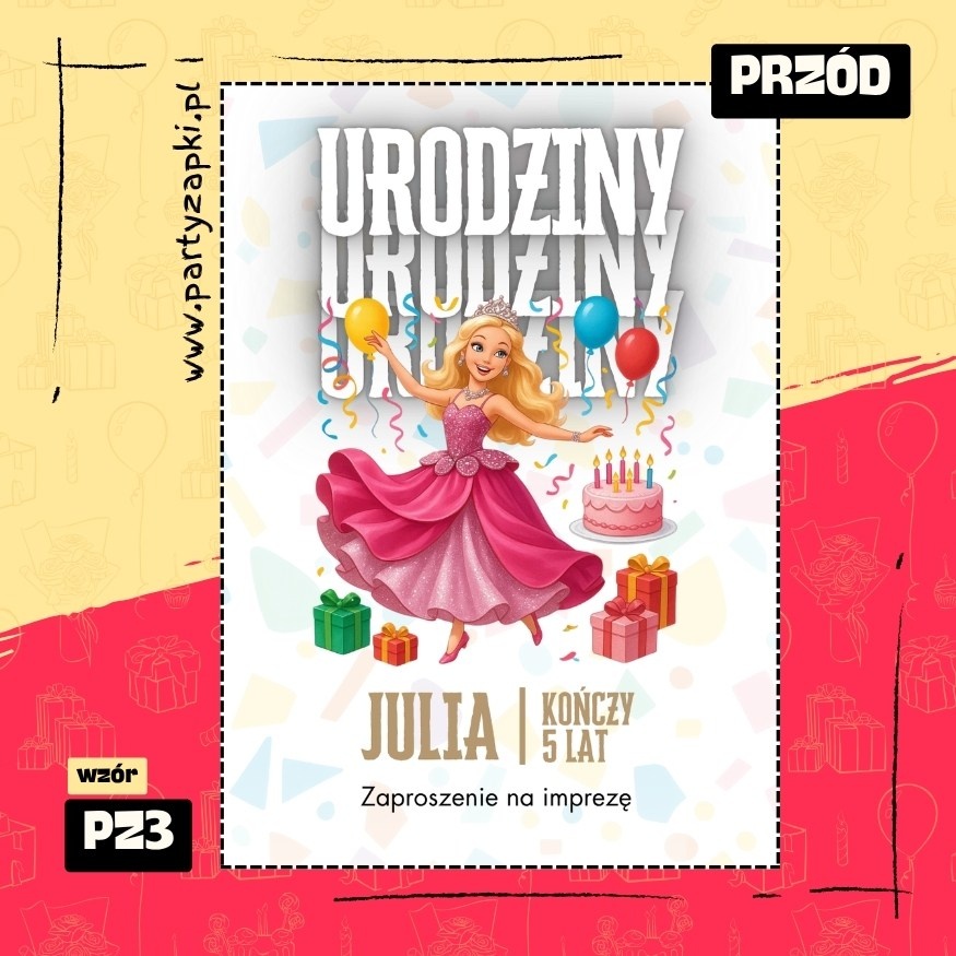 barbie zaproszenie na urodziny 08 pz3 przod