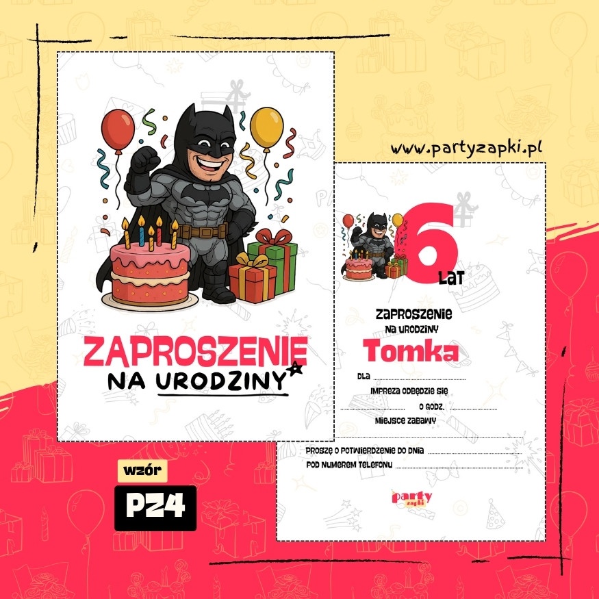 batman zaproszenie na urodziny 01 pz4