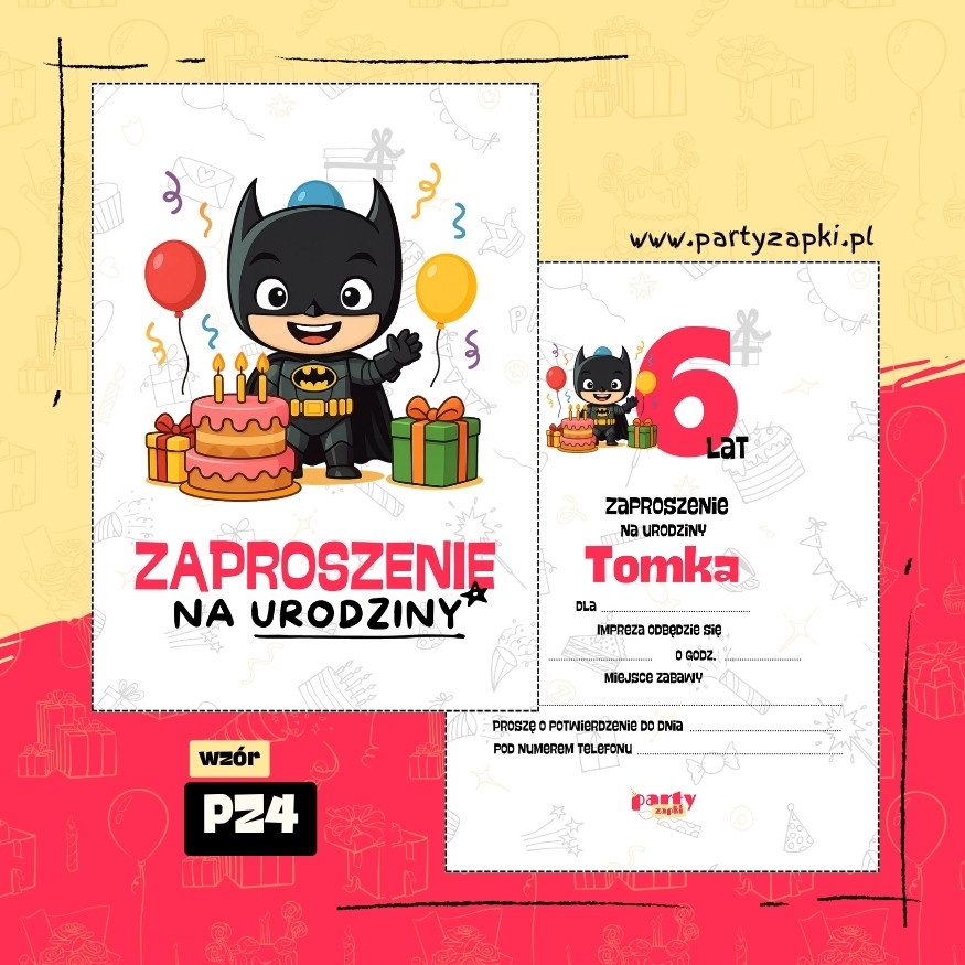 batman zaproszenie na urodziny 02 pz4