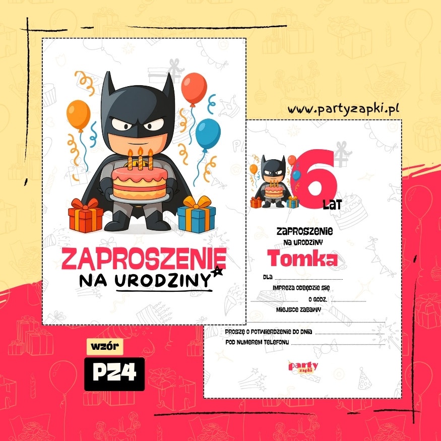 batman zaproszenie na urodziny 04 pz4