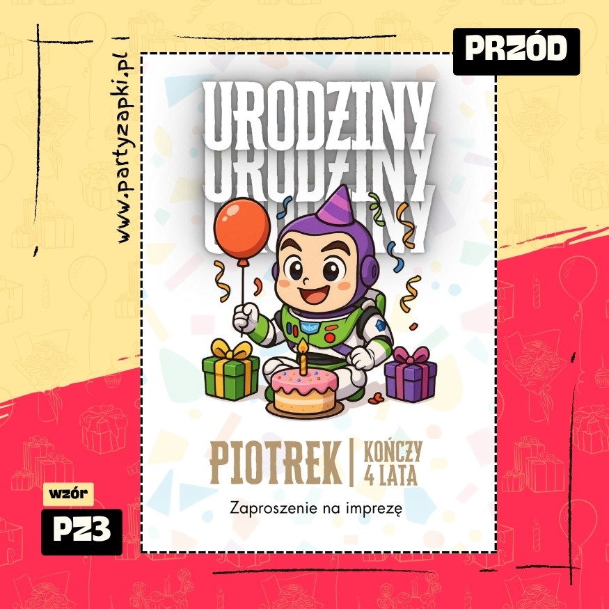 buzz astral toy story zaproszenie na urodziny 01 pz3 przod