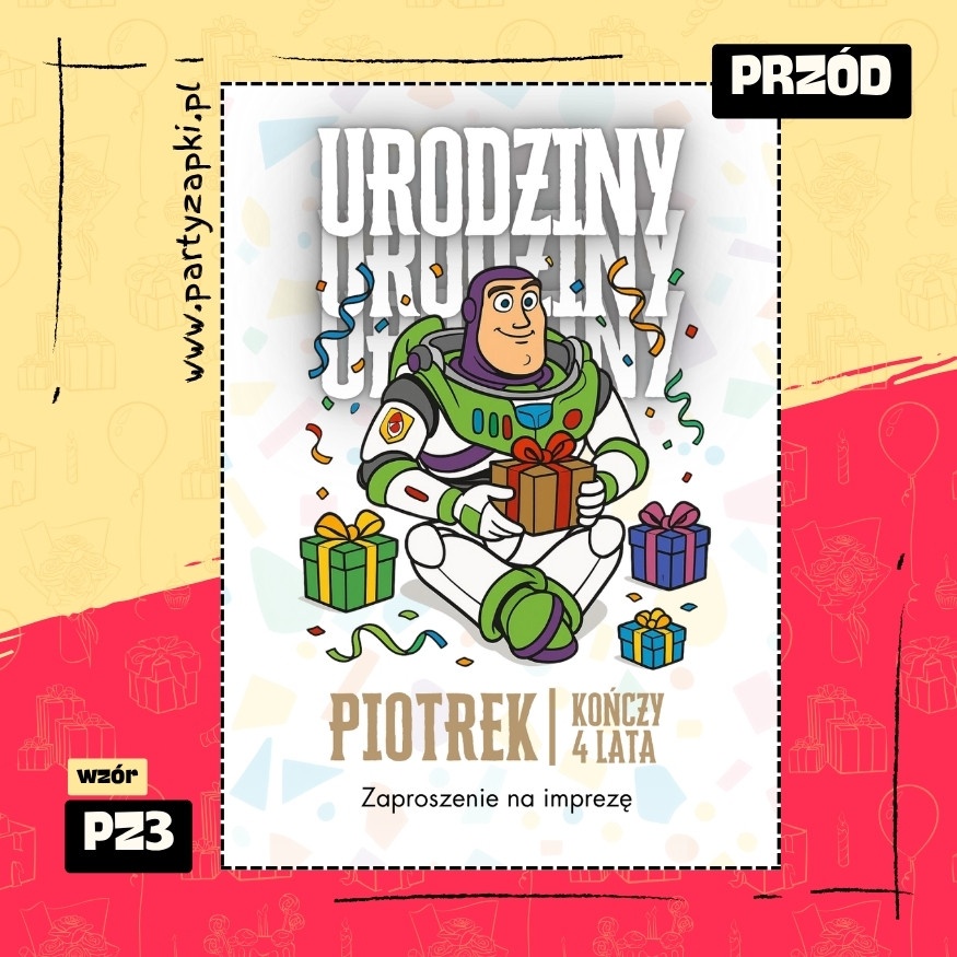 buzz astral toy story zaproszenie na urodziny 01 pz3 przod