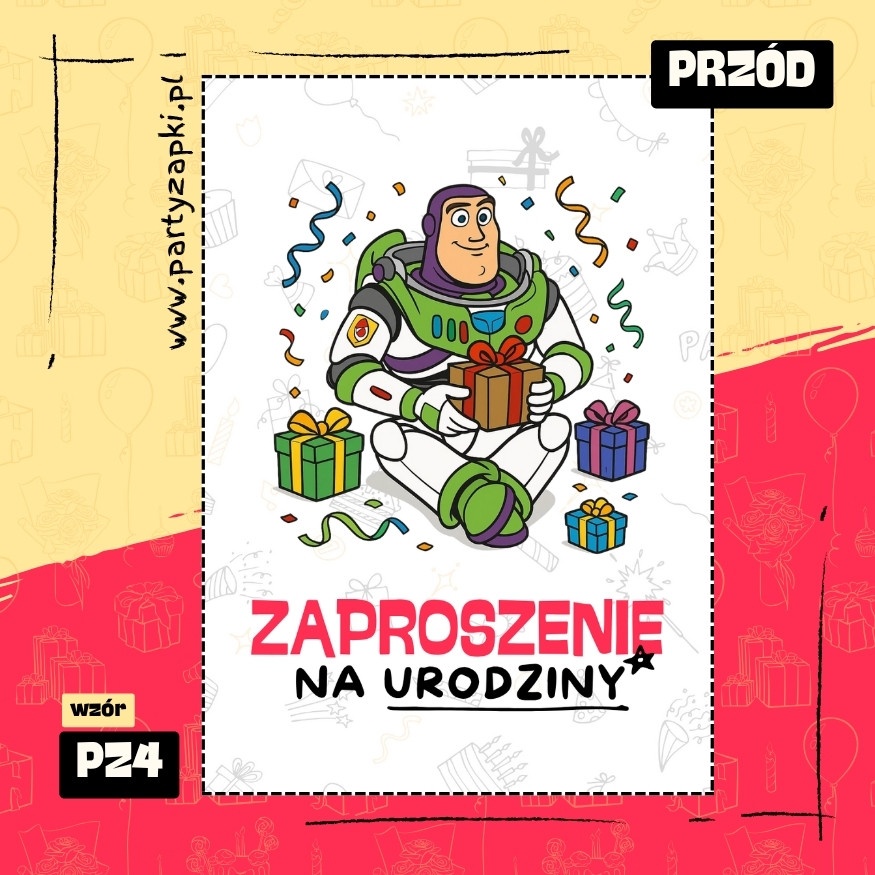 buzz astral toy story zaproszenie na urodziny 01 pz4 przod