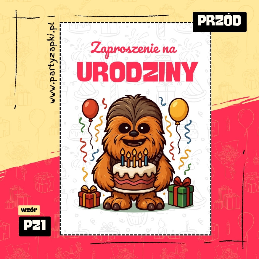 chewbacca gwiezdne wojny zaproszenie na urodziny 02 pz1 przod