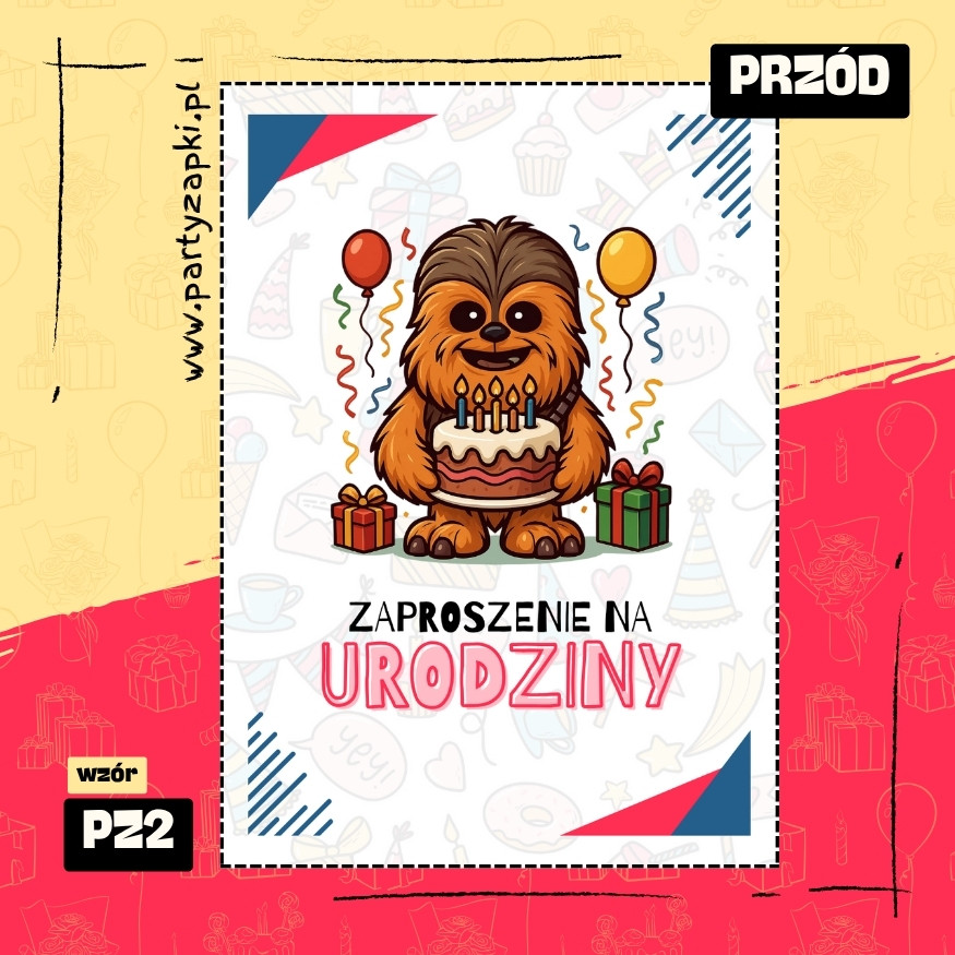 chewbacca gwiezdne wojny zaproszenie na urodziny 02 pz2 przod