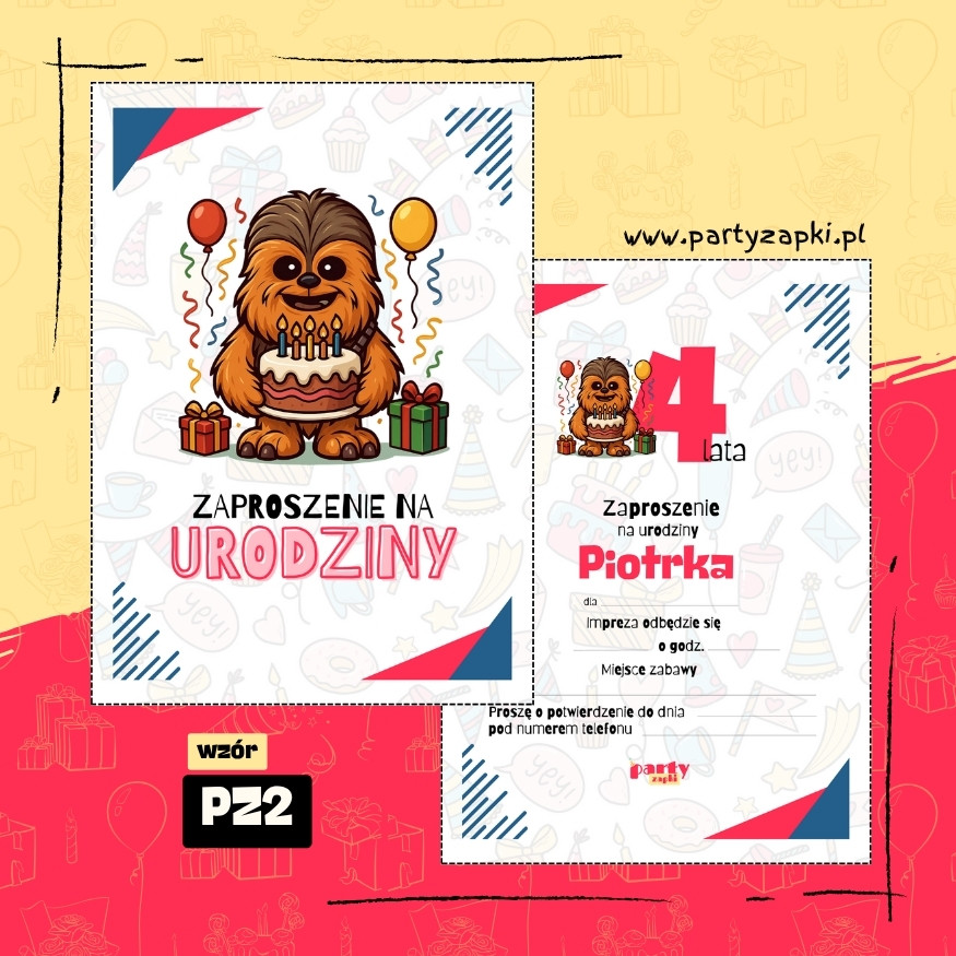 chewbacca gwiezdne wojny zaproszenie na urodziny 02 pz2