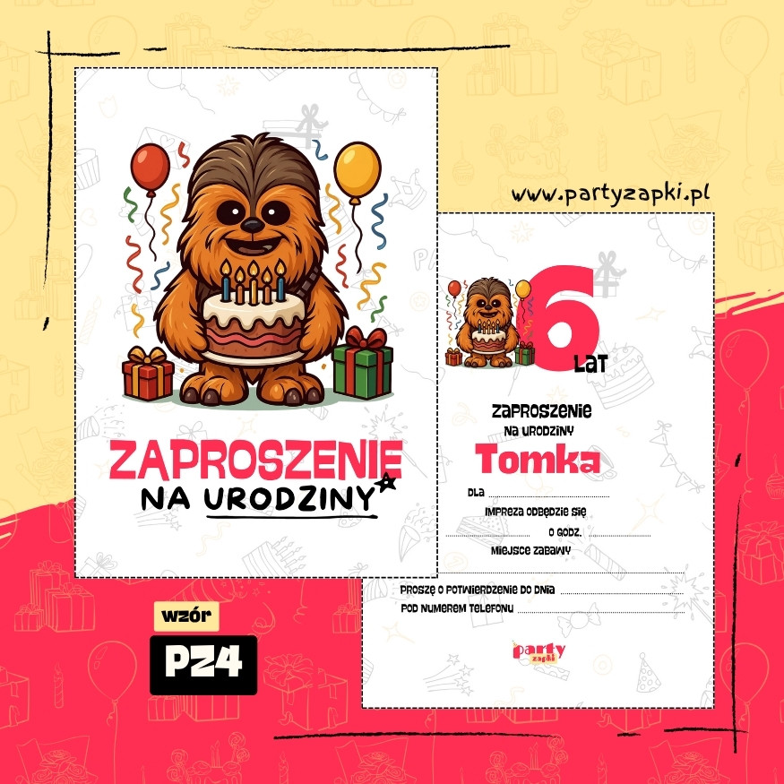 chewbacca gwiezdne wojny zaproszenie na urodziny 02 pz4